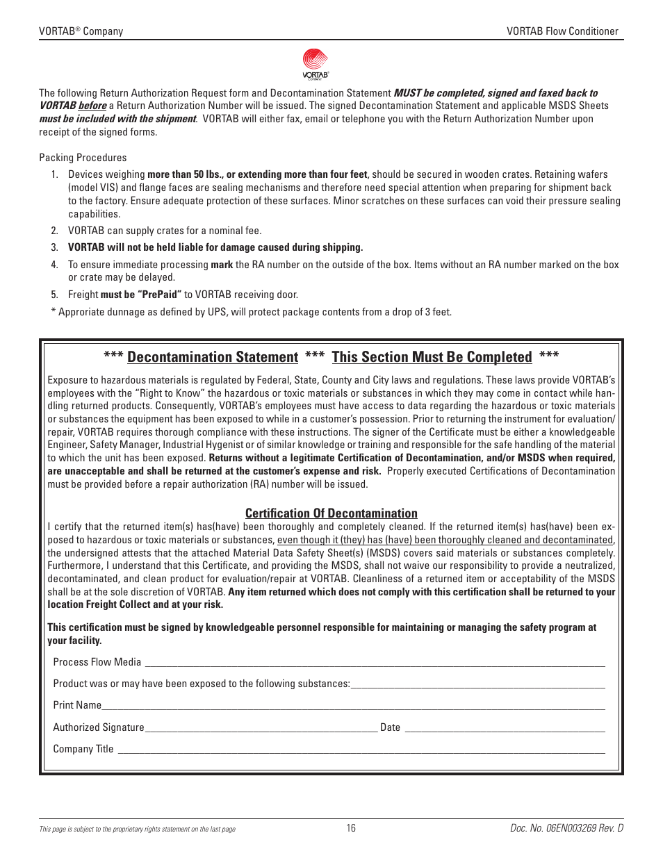 Fluid Components International VORTAB User Manual | Page 16 / 20