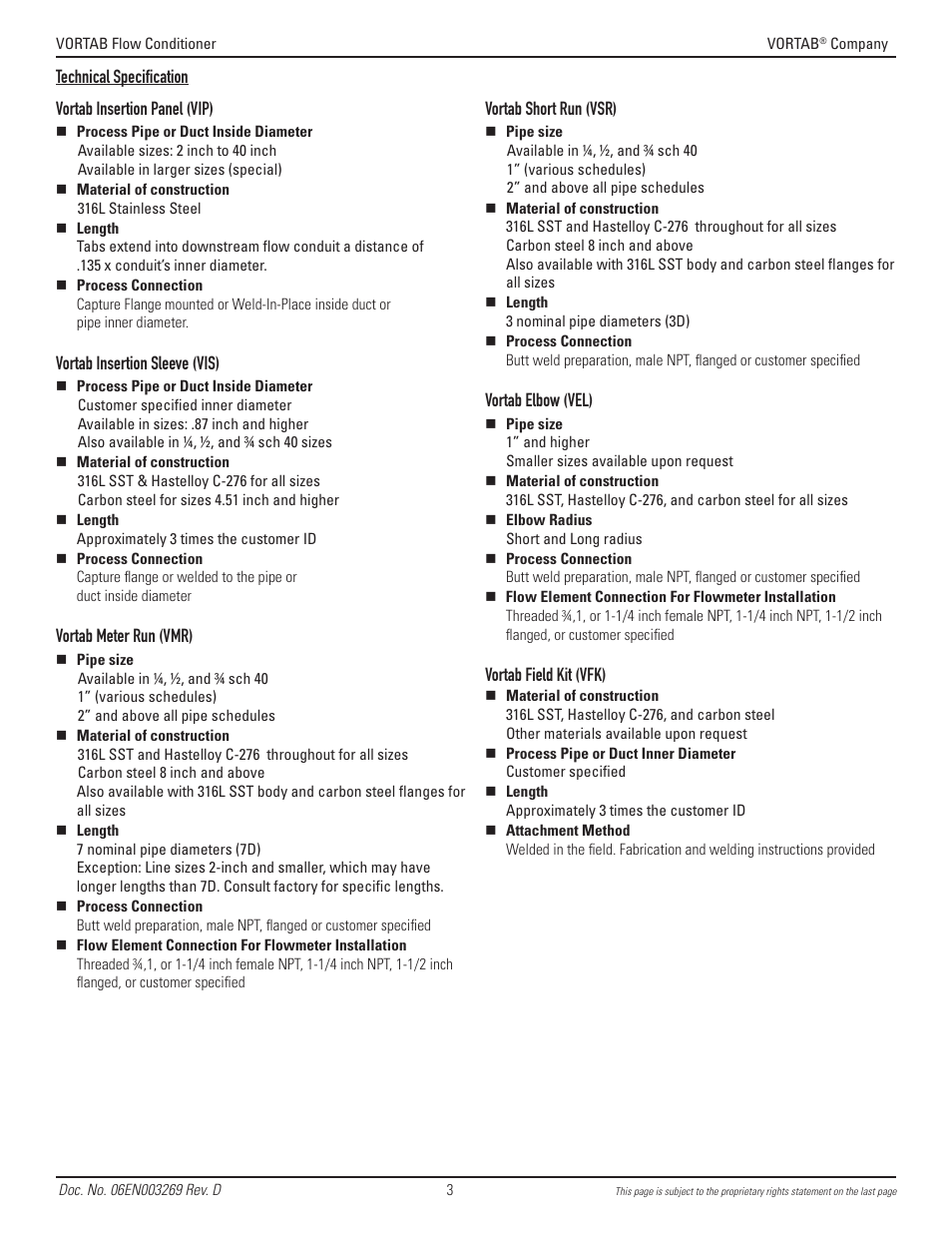 Fluid Components International VORTAB User Manual | Page 3 / 20
