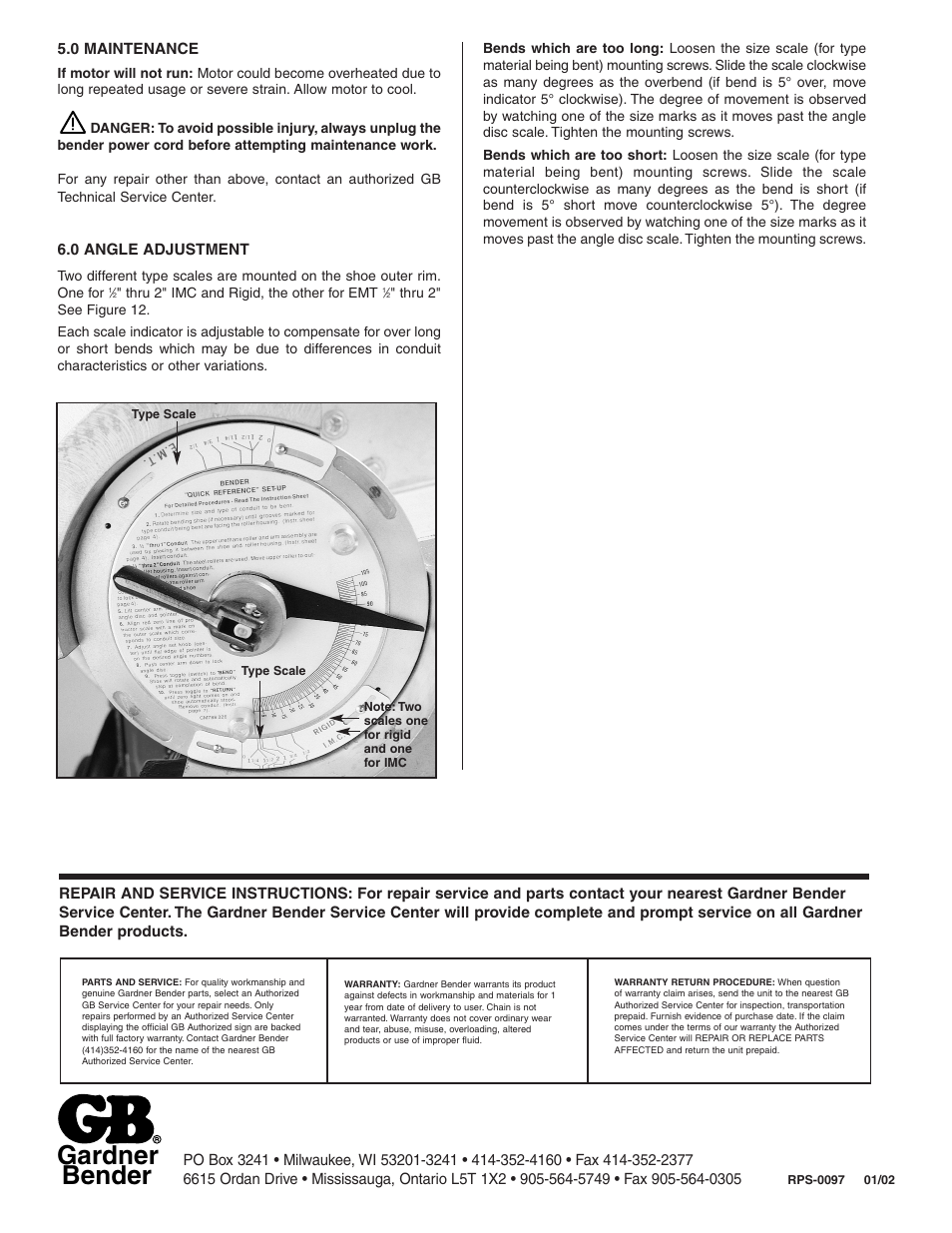 Gardner bender | Gardner Bender B2000 Series G Cyclone Bender User Manual | Page 6 / 6