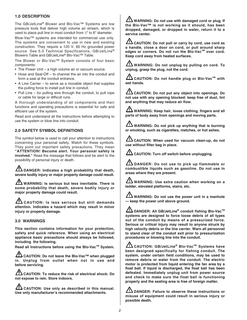 Gardner Bender BV208DA Blo-Vac User Manual | Page 2 / 12
