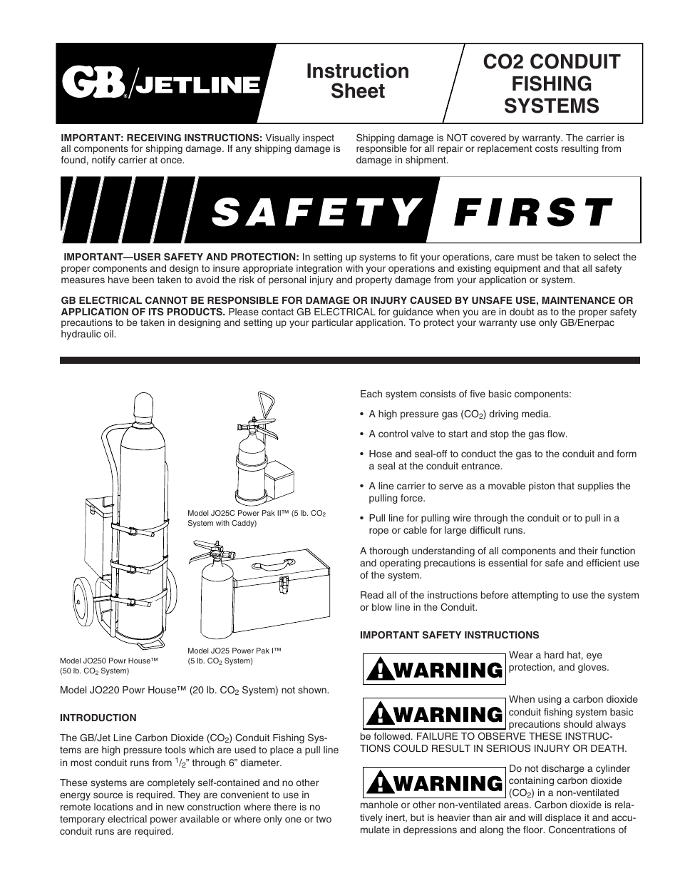 Gardner Bender CO2 CONDUIT FISHING SYSTEMS User Manual | 8 pages