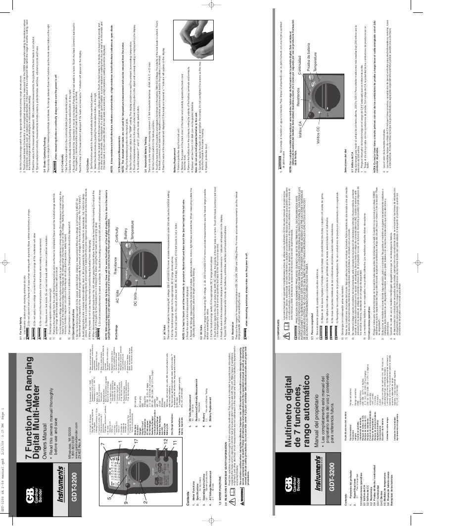 Gardner Bender GDT-3200 Auto Multimeter User Manual | 2 pages