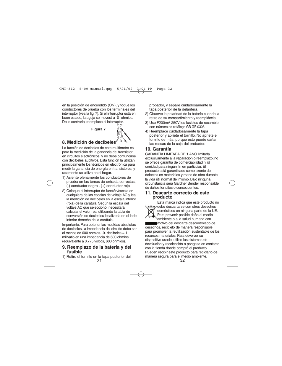 Gardner Bender GMT-312 5 Function Analog Multimeter User Manual | Page 17 / 26
