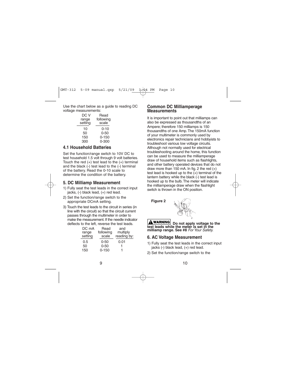 Gardner Bender GMT-312 5 Function Analog Multimeter User Manual | Page 6 / 26