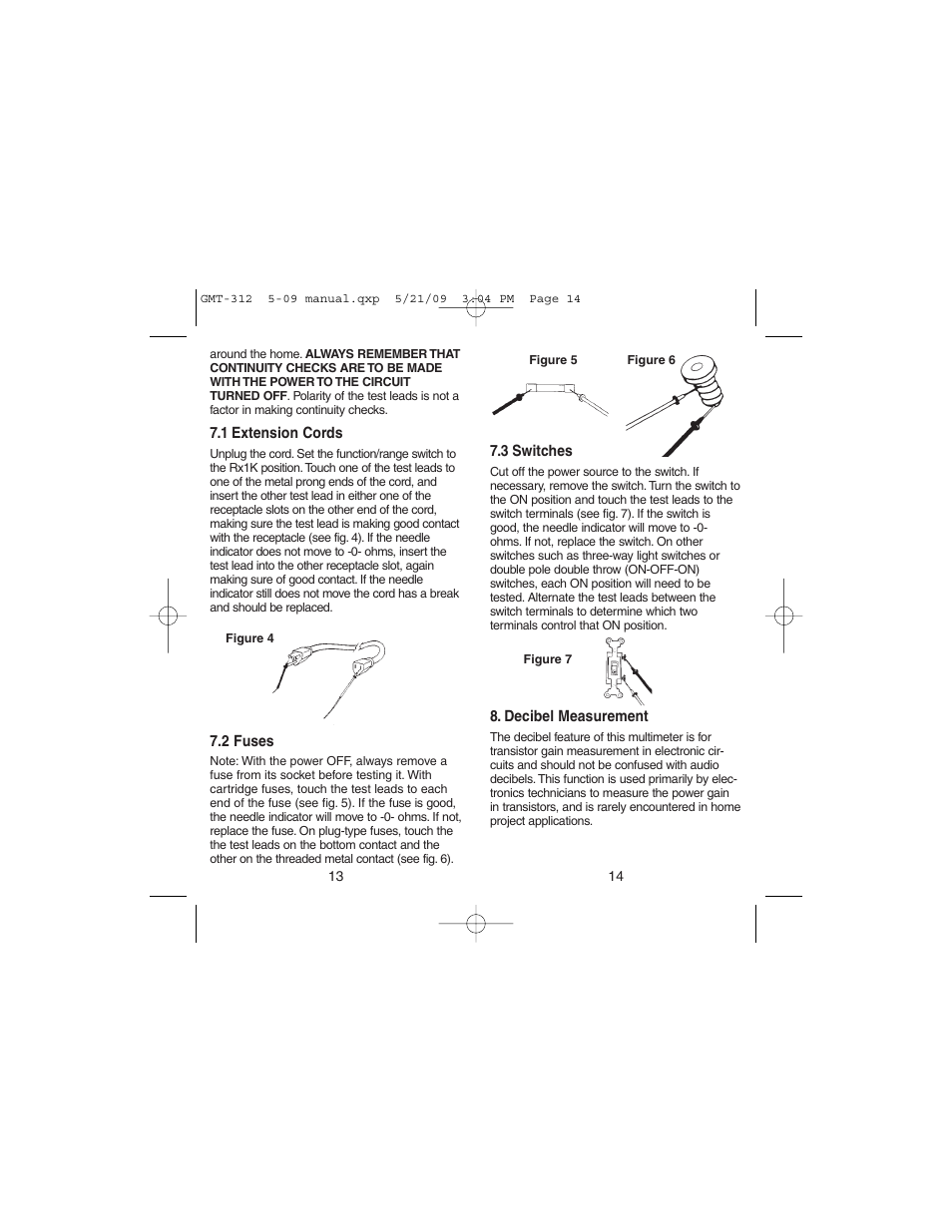 Gardner Bender GMT-312 5 Function Analog Multimeter User Manual | Page 8 / 26