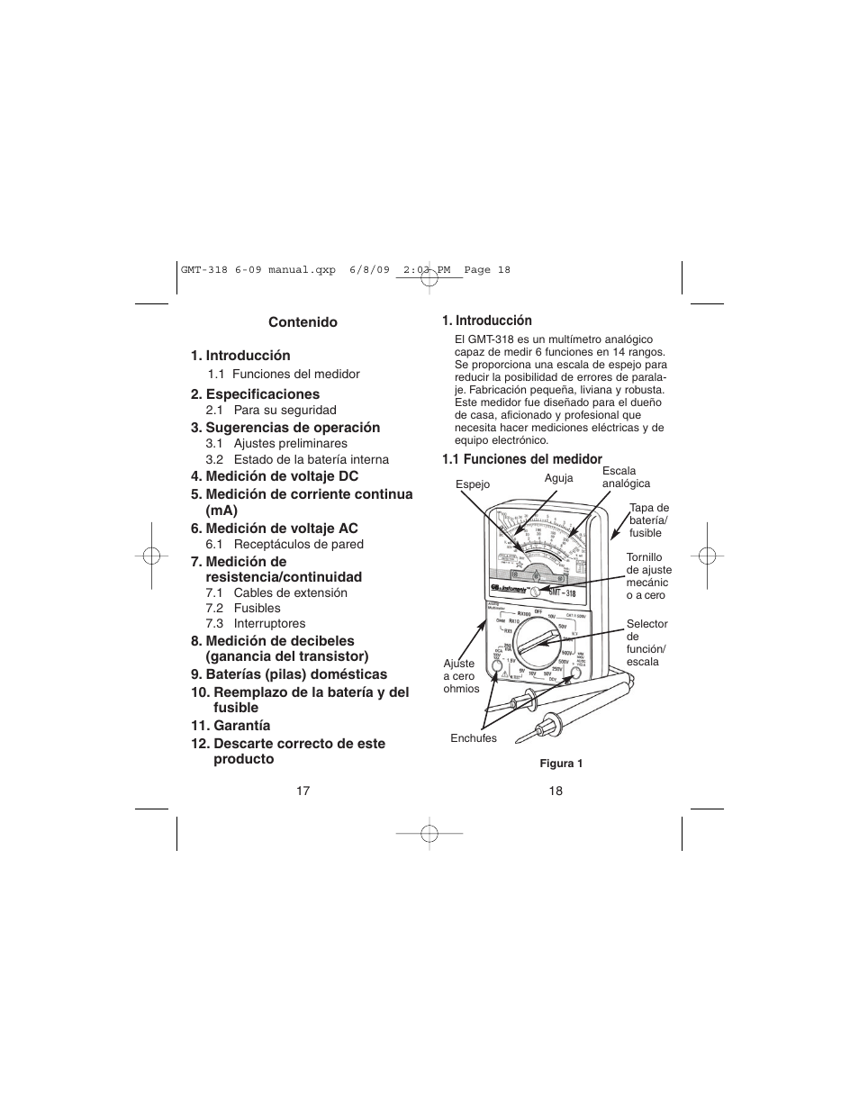Gardner Bender GMT-318 6 Function Analog Multimeter User Manual | Page 10 / 26
