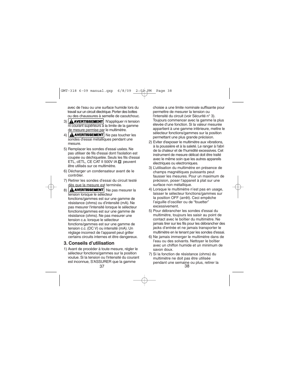 Gardner Bender GMT-318 6 Function Analog Multimeter User Manual | Page 20 / 26