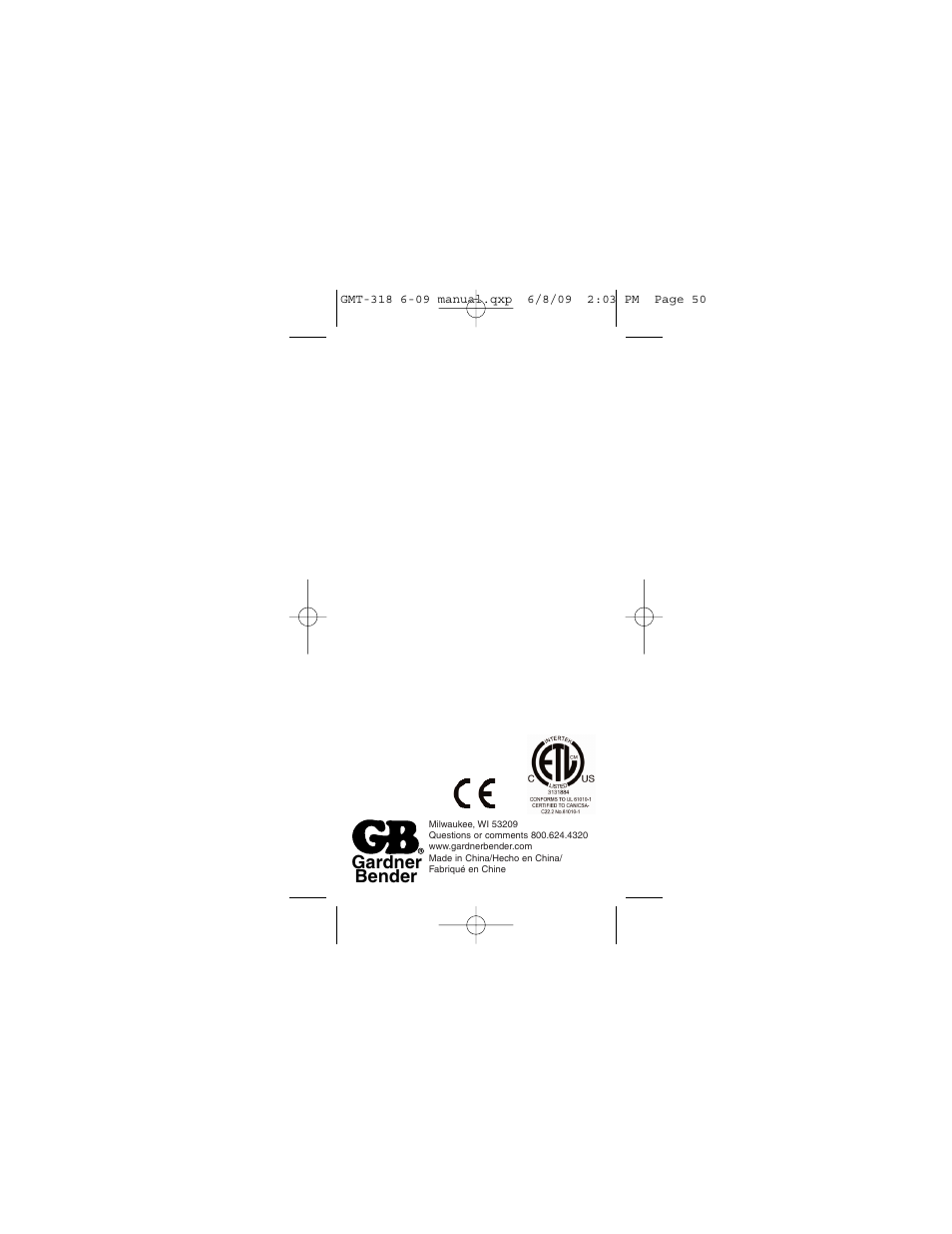 Gardner bender | Gardner Bender GMT-318 6 Function Analog Multimeter User Manual | Page 26 / 26
