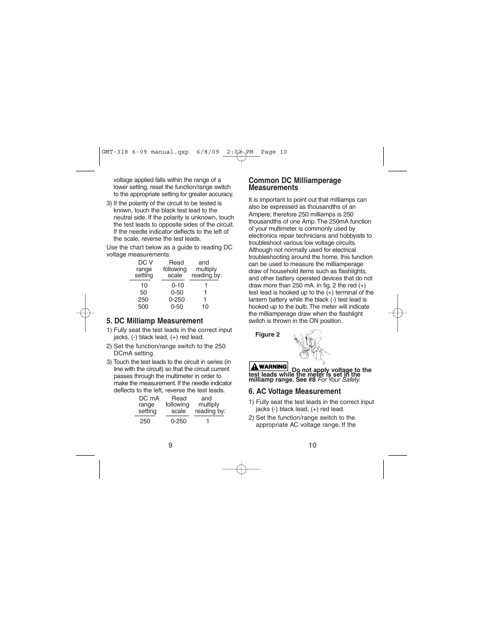Gardner Bender GMT-318 6 Function Analog Multimeter User Manual | Page 6 / 26