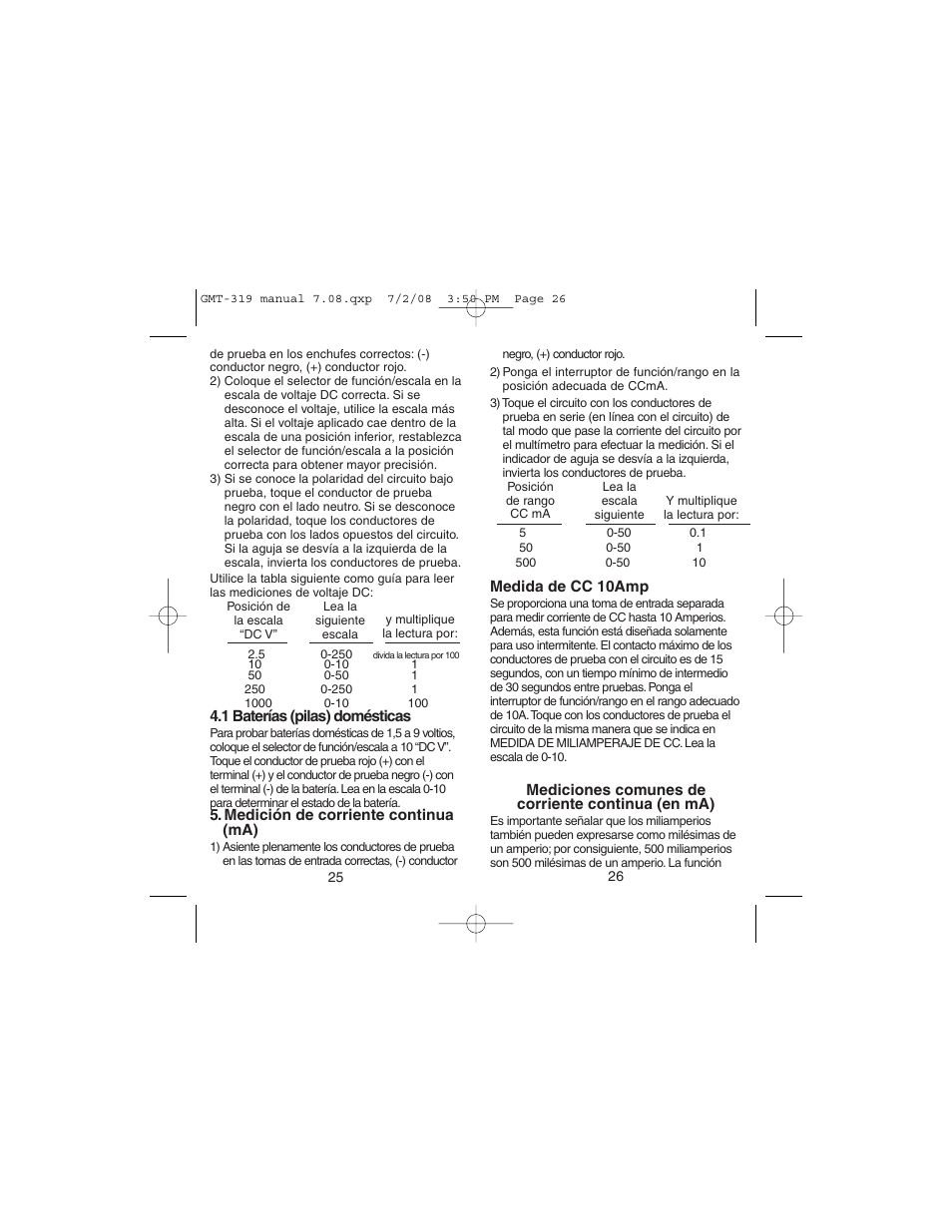 Gardner Bender GMT-319 7 Function Analog Multimeter User Manual | Page 14 / 26
