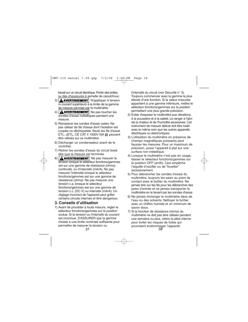 Gardner Bender GMT-319 7 Function Analog Multimeter User Manual | Page 20 / 26