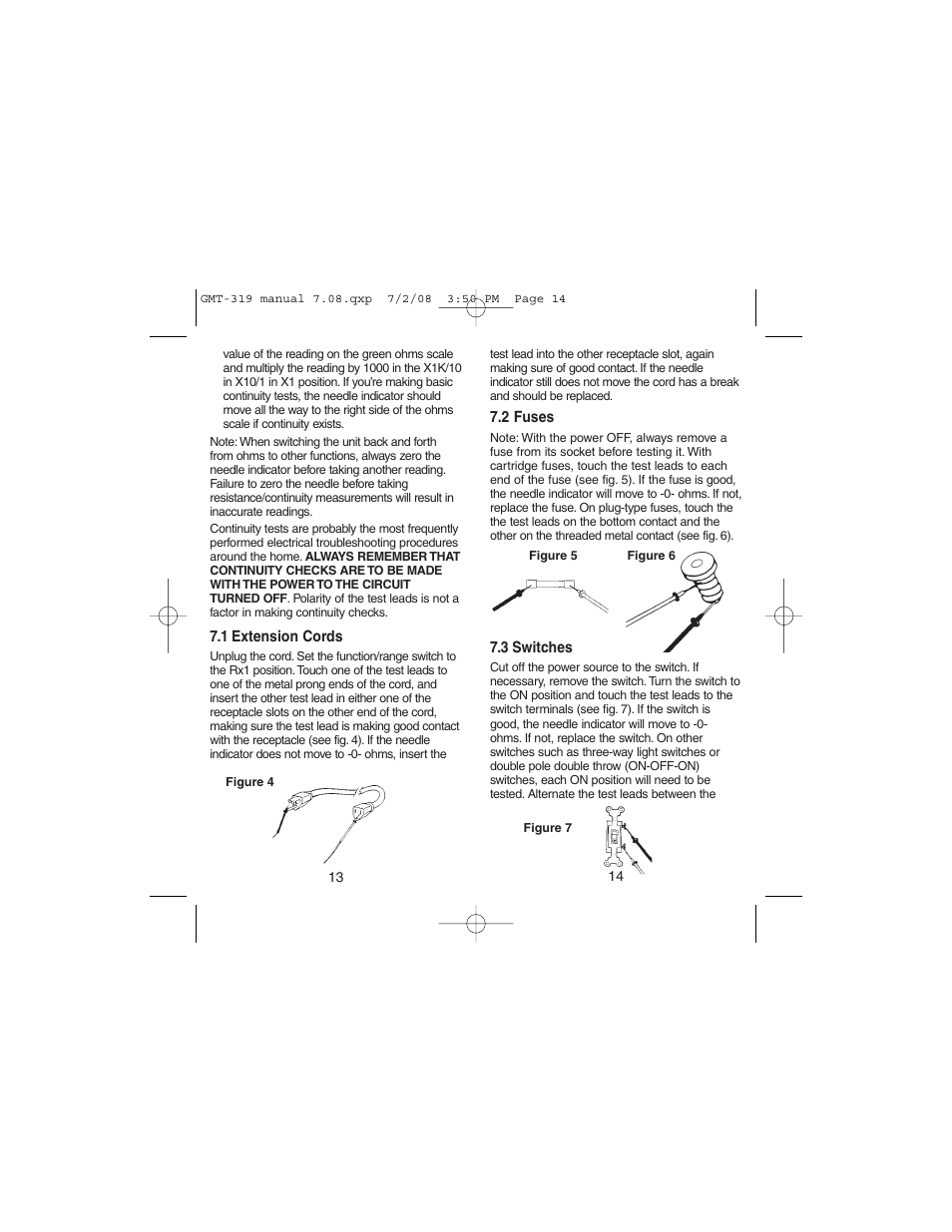 Gardner Bender GMT-319 7 Function Analog Multimeter User Manual | Page 8 / 26
