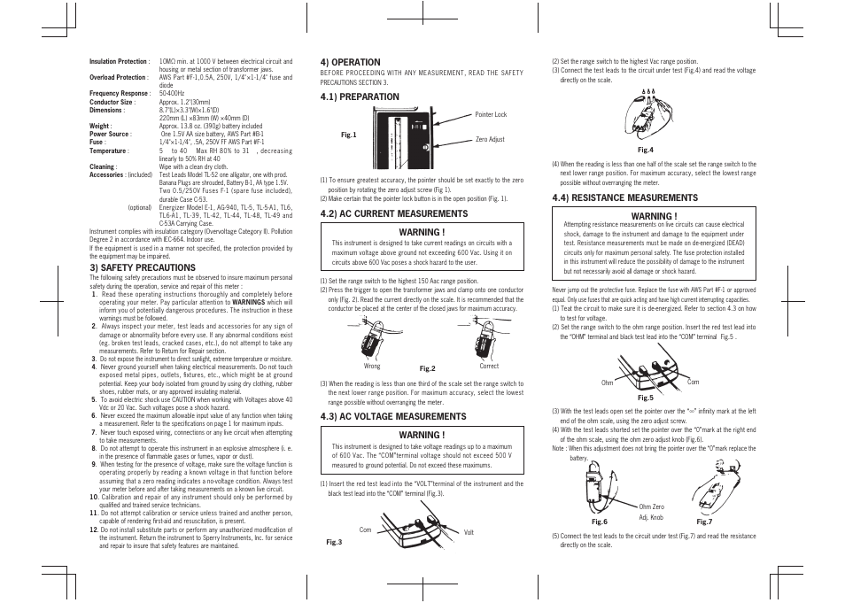 Gardner Bender SPR300+ AC Snap-Around Volt-Ohm-Ammeter User Manual | Page 2 / 2