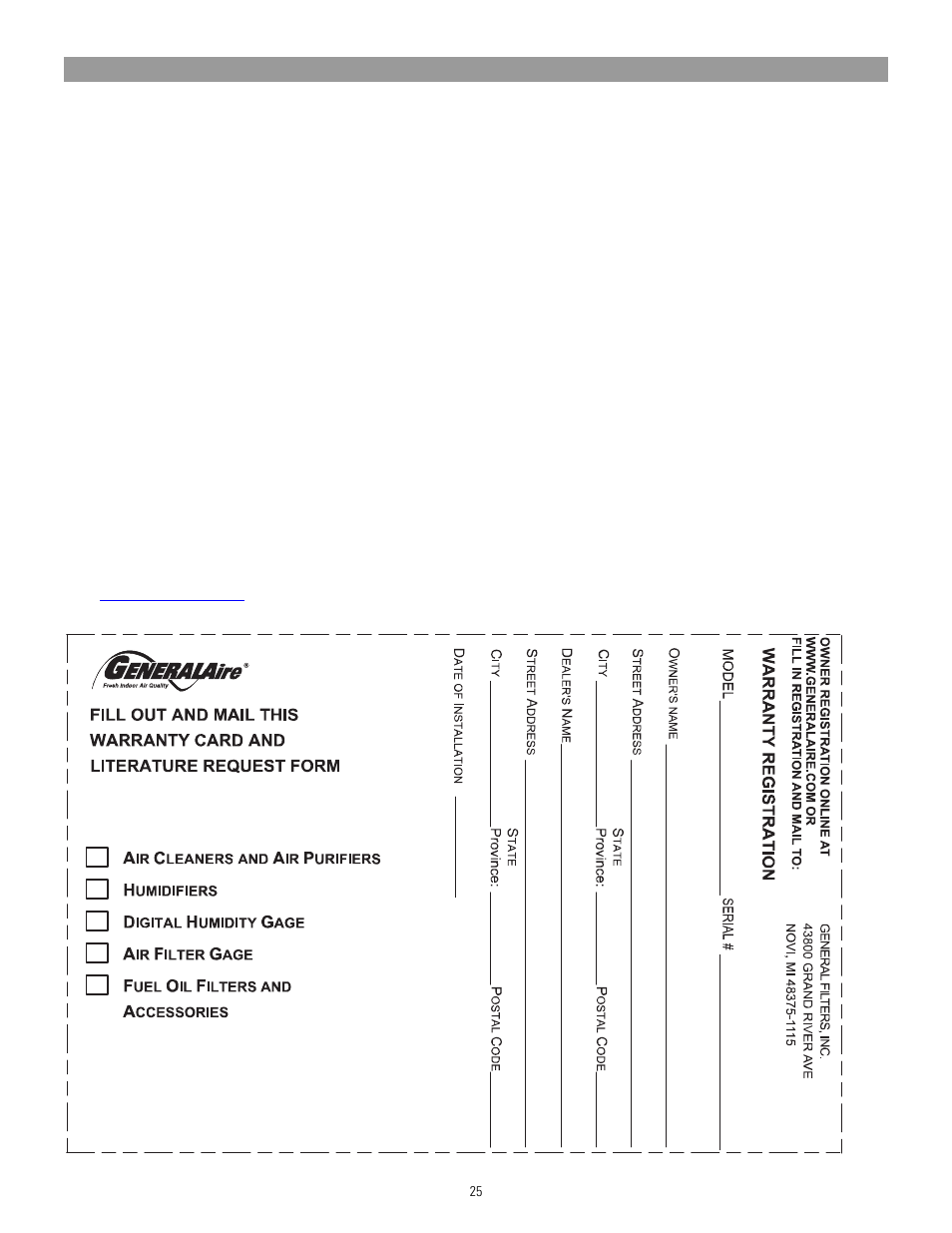 Limited warranty | GeneralAire DS50 LC Elite Steam User Manual | Page 25 / 28