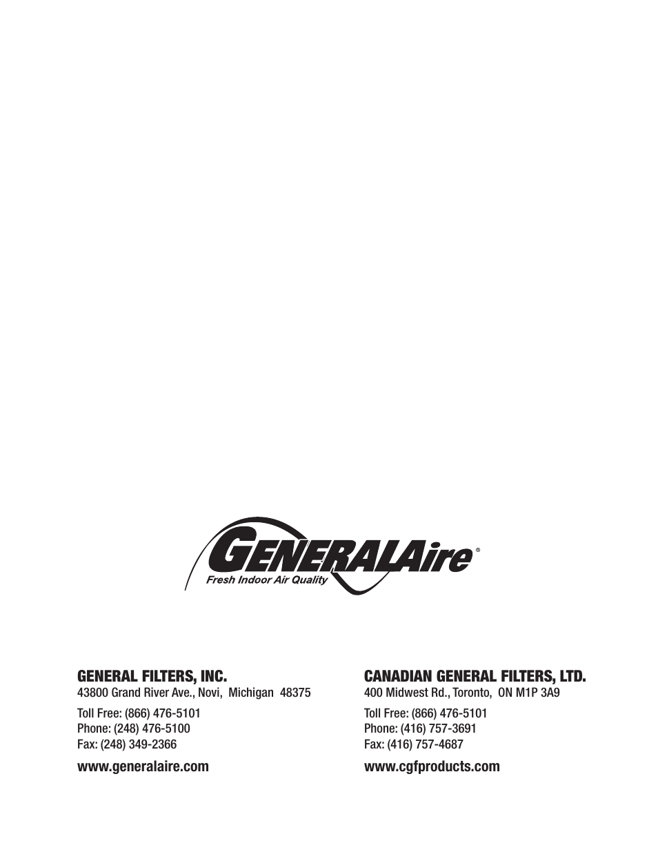 GeneralAire TERsus 2000 User Manual | Page 12 / 12