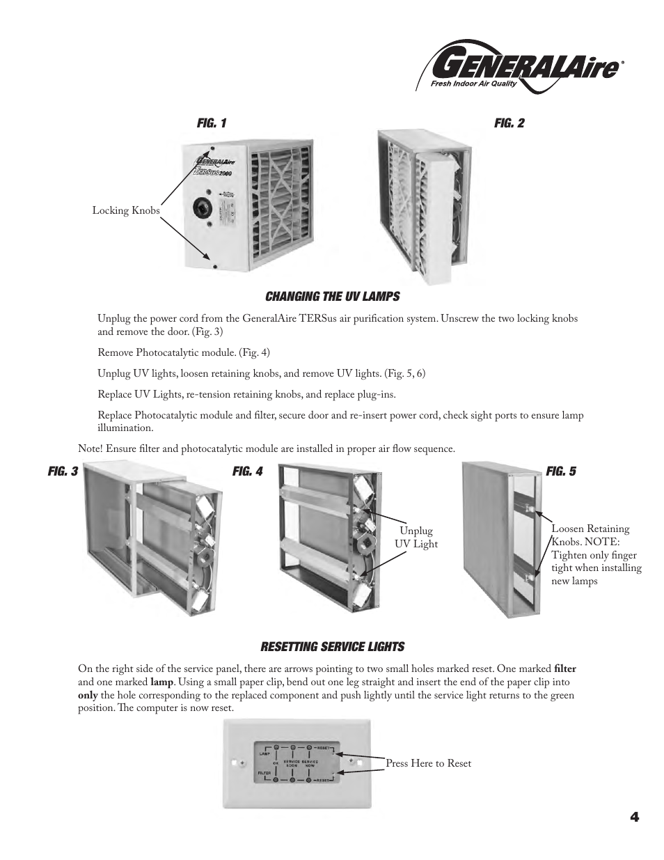 GeneralAire TERsus 2000 User Manual | Page 5 / 12