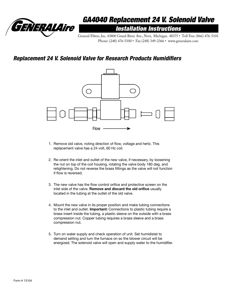 GeneralAire GA4040 User Manual | 1 page