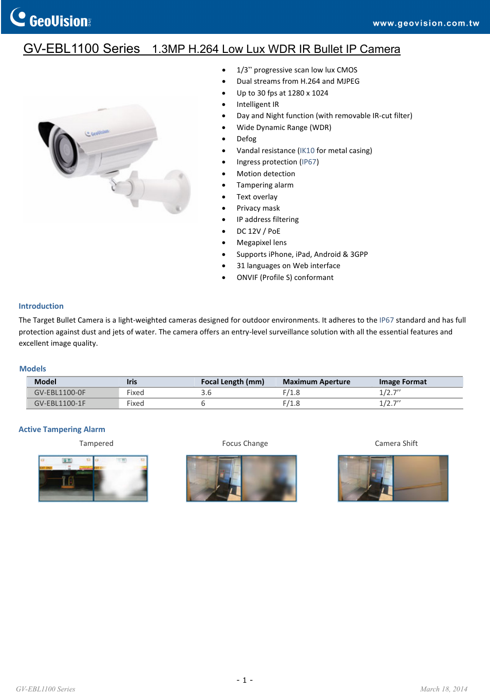 GeoVision EBL1100 Series User Manual | 4 pages