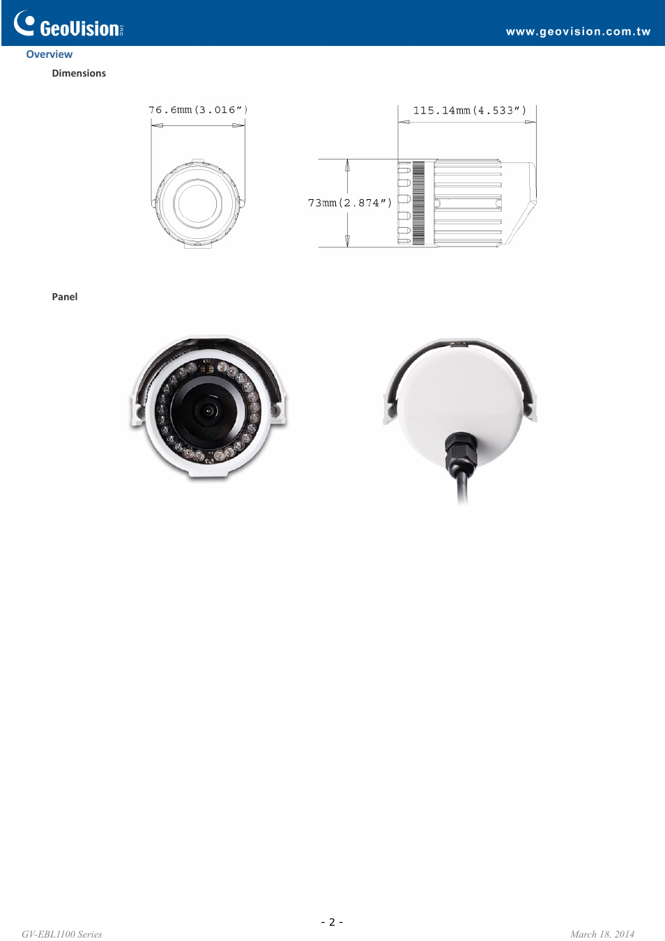 GeoVision EBL1100 Series User Manual | Page 2 / 4