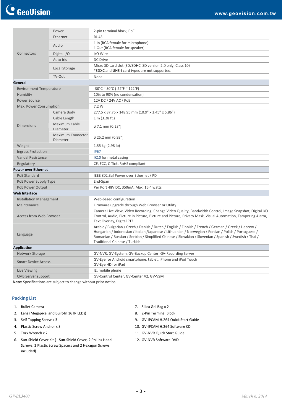 GeoVision BL3400 User Manual | Page 3 / 4