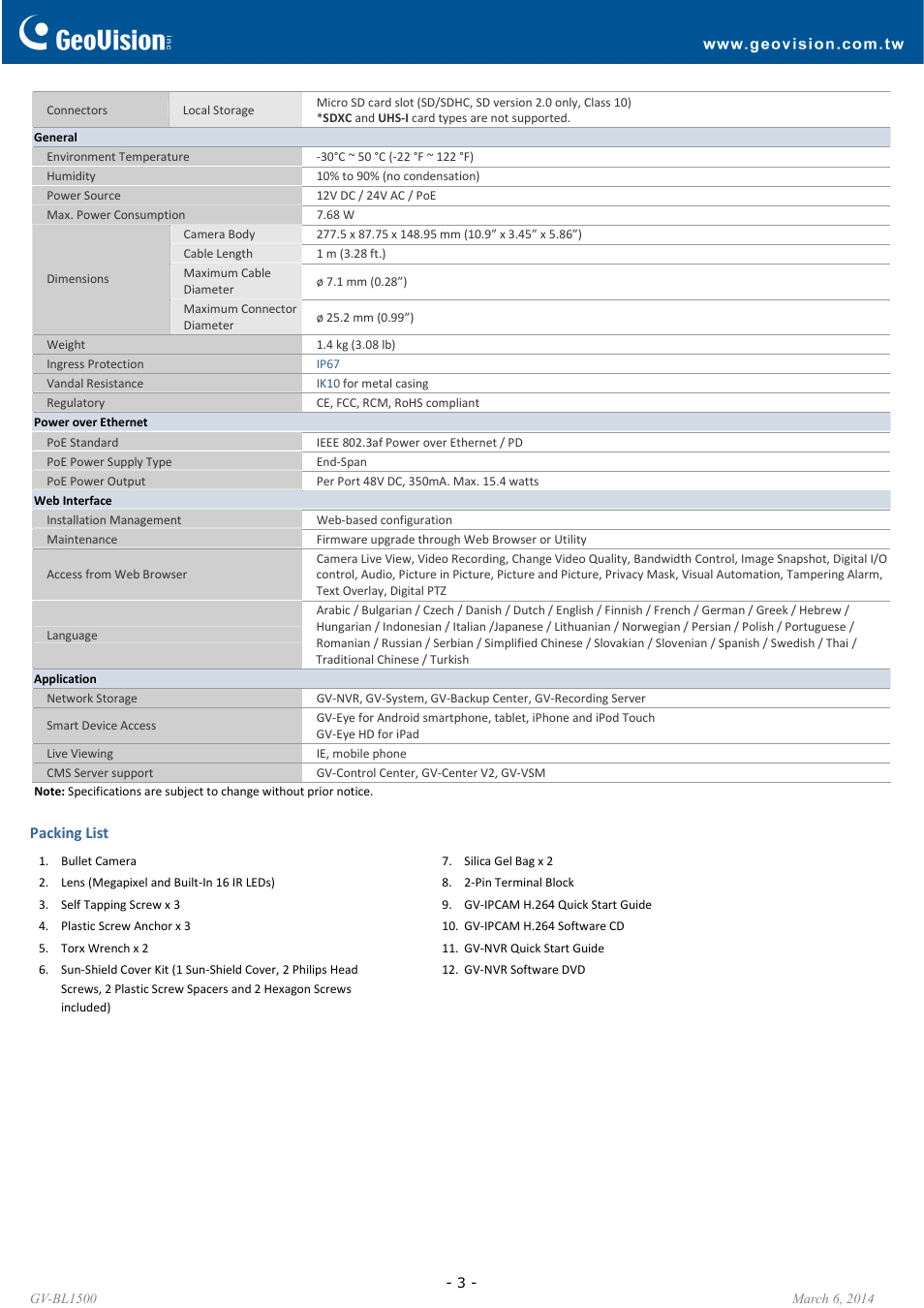 GeoVision BL1500 User Manual | Page 3 / 4