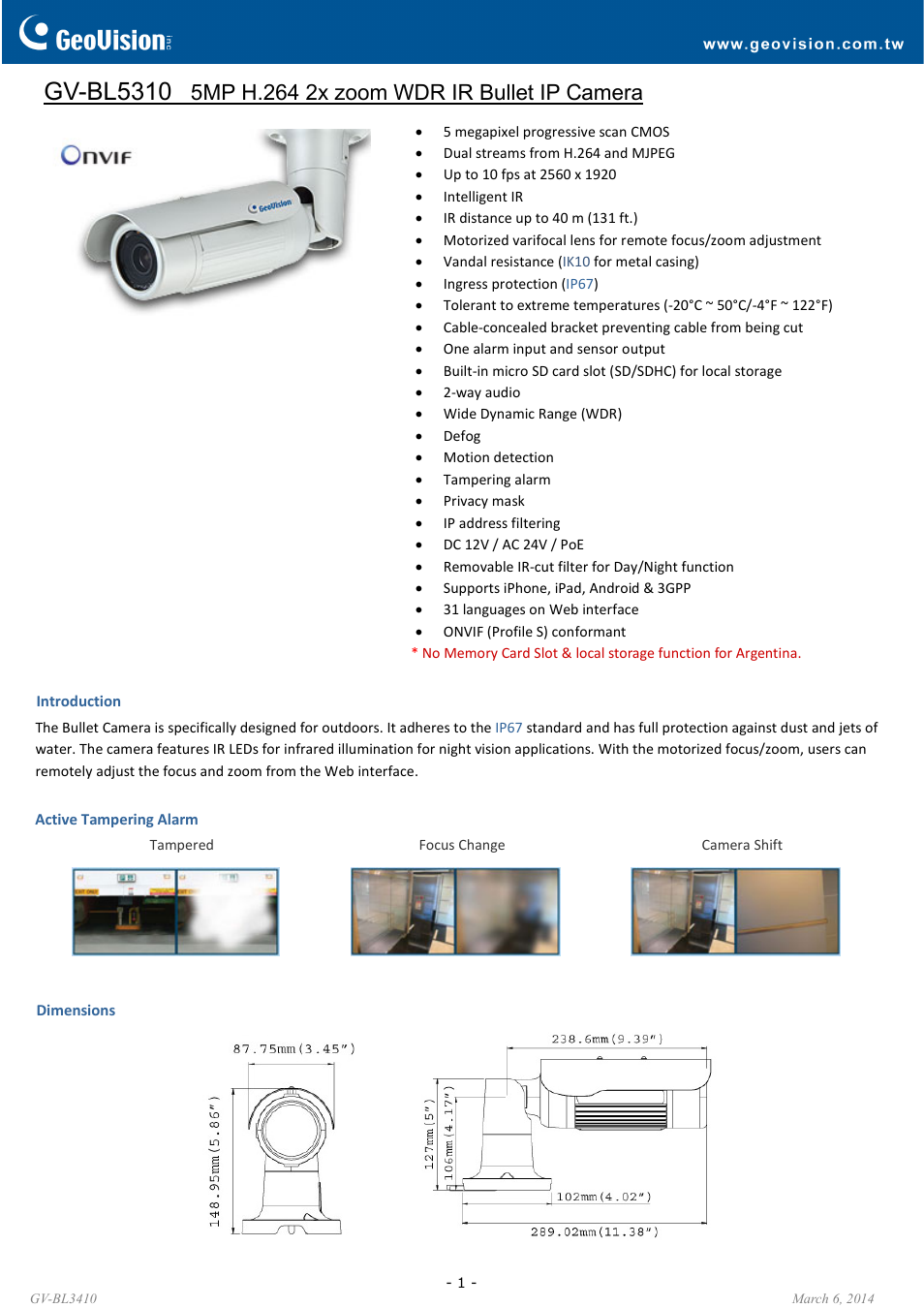 GeoVision BL5310 User Manual | 4 pages