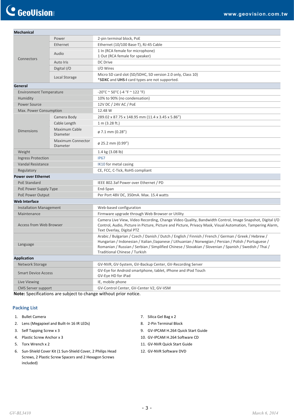 GeoVision BL3410 User Manual | Page 3 / 4