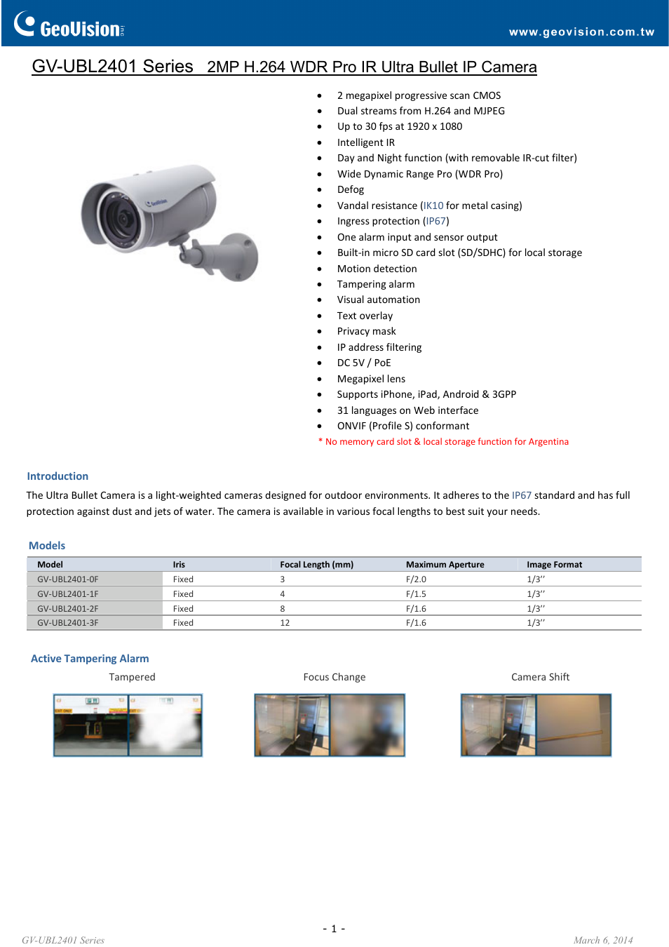 GeoVision UBL2401 Series User Manual | 5 pages