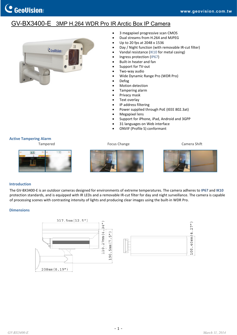 GeoVision BX3400-E User Manual | 4 pages