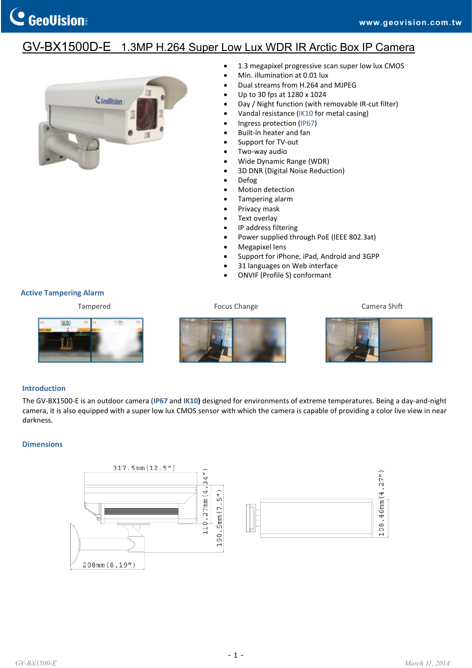 GeoVision BX1500D-E User Manual | 4 pages