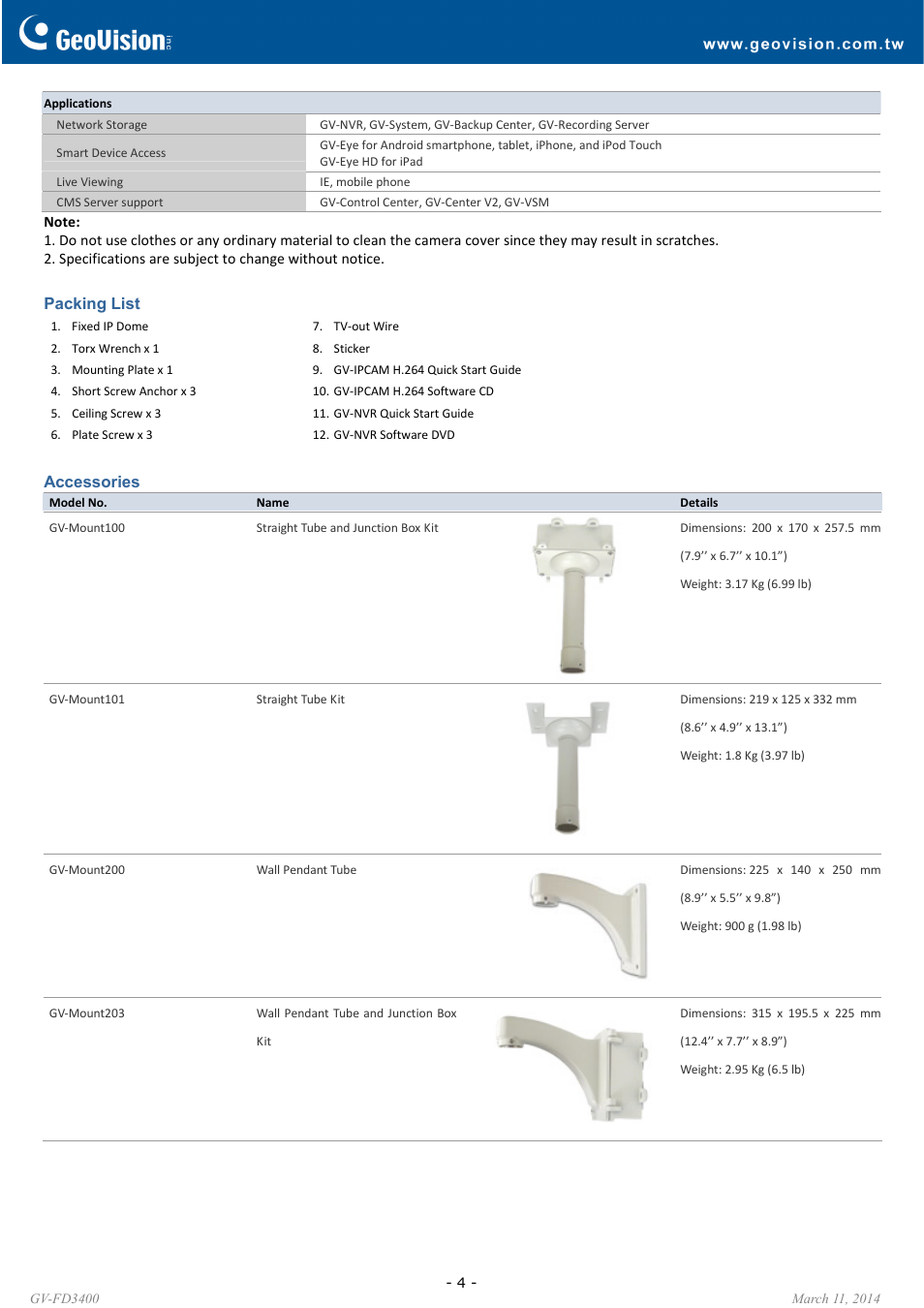 GeoVision FD3400 User Manual | Page 4 / 6