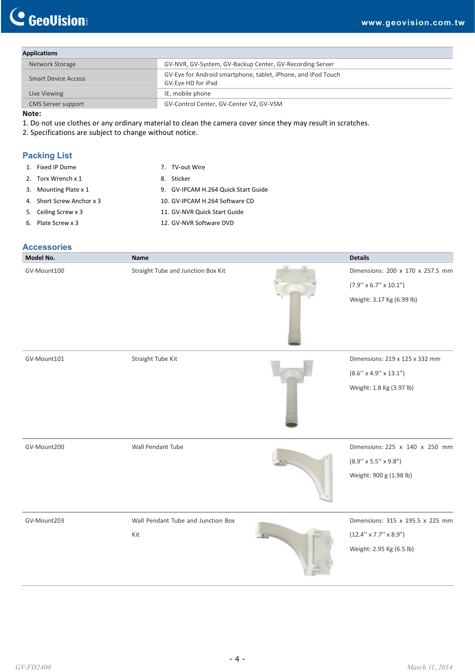 GeoVision FD2400 User Manual | Page 4 / 6