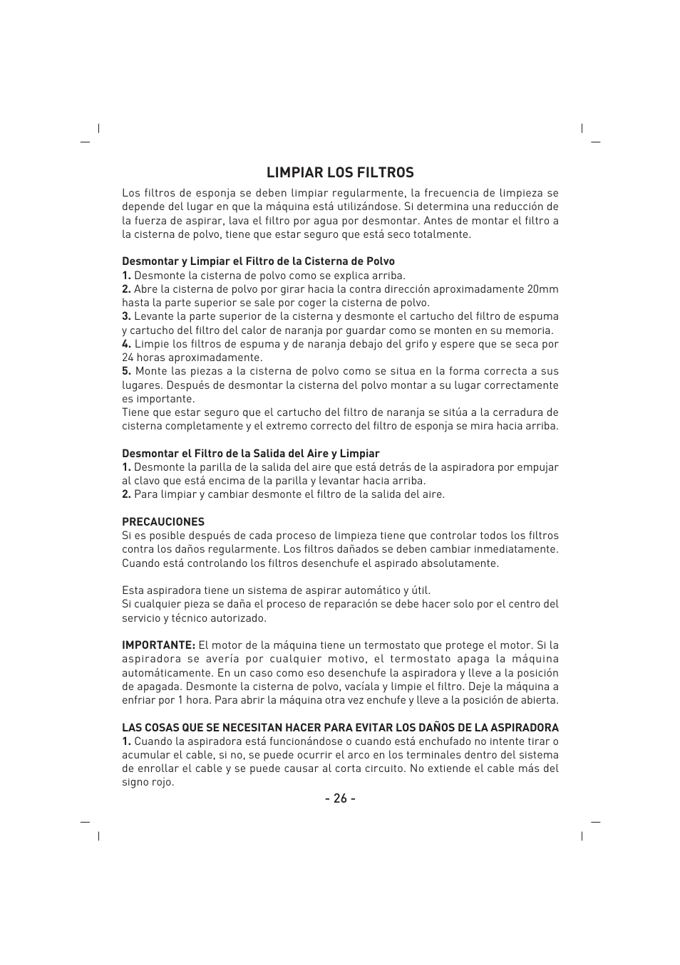 Limpiar los filtros | SINBO SVC 3459 User Manual | Page 27 / 51