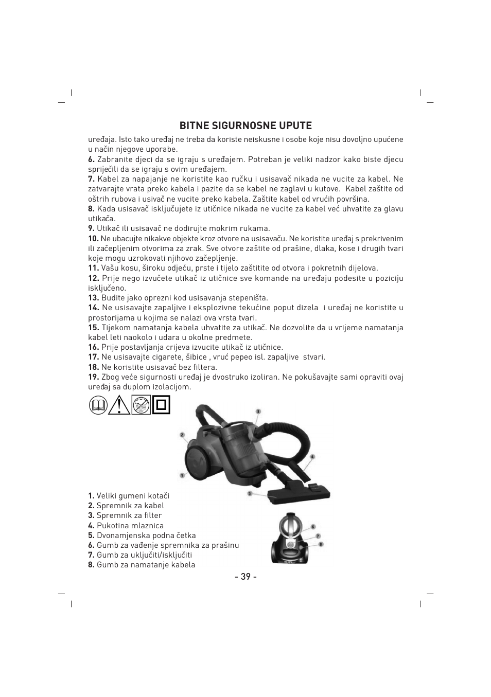 Bitne sigurnosne upute | SINBO SVC 3459 User Manual | Page 40 / 51