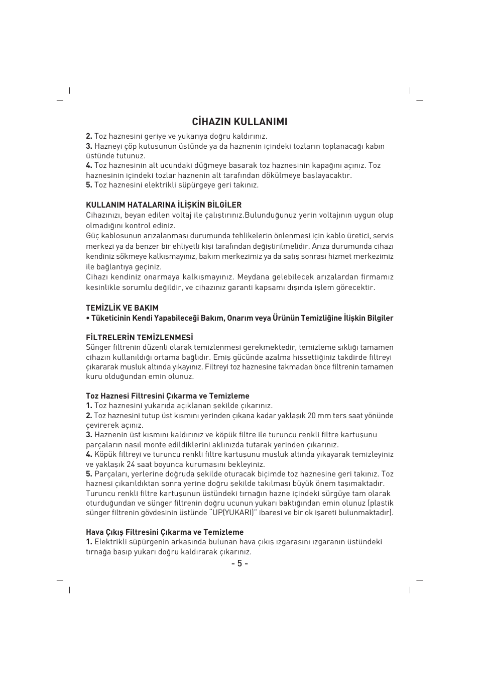 C‹hazin kullanimi | SINBO SVC 3459 User Manual | Page 6 / 51