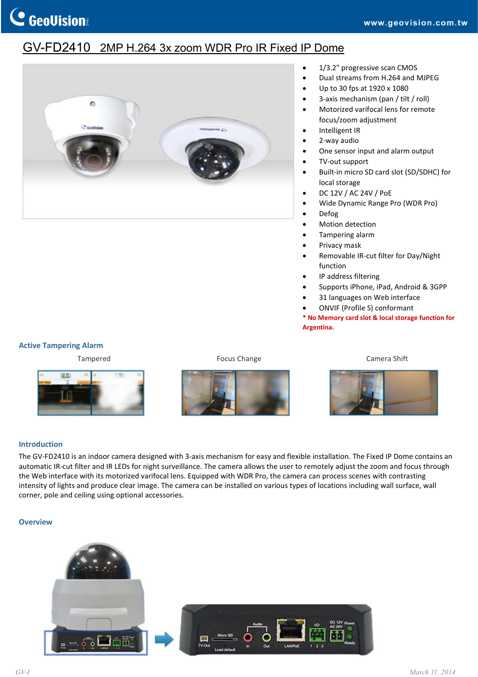 GeoVision FD2410 User Manual | 6 pages