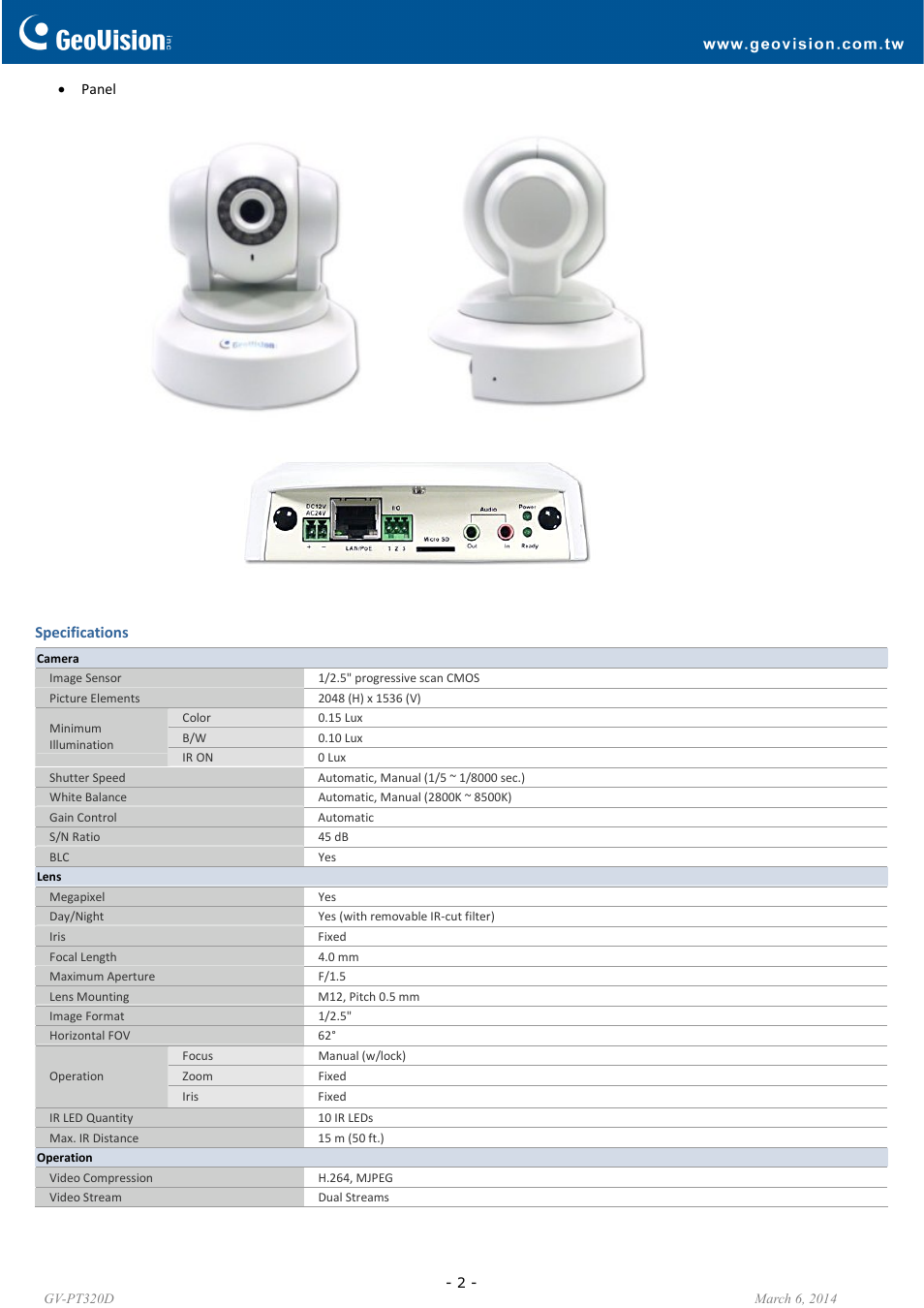 GeoVision PT320D User Manual | Page 2 / 4