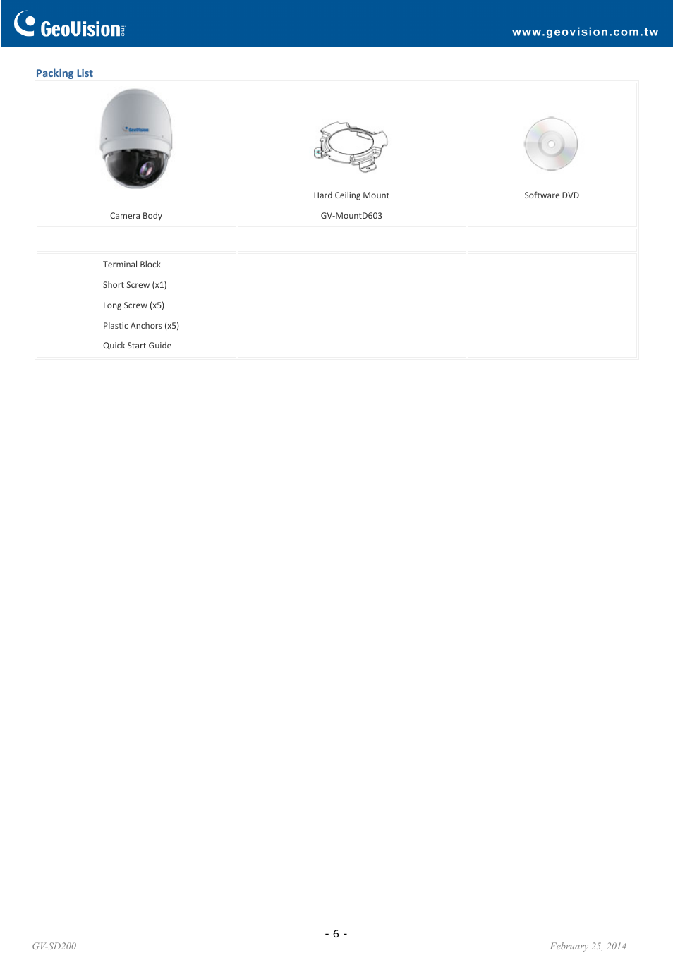 GeoVision SD200 User Manual | Page 6 / 6