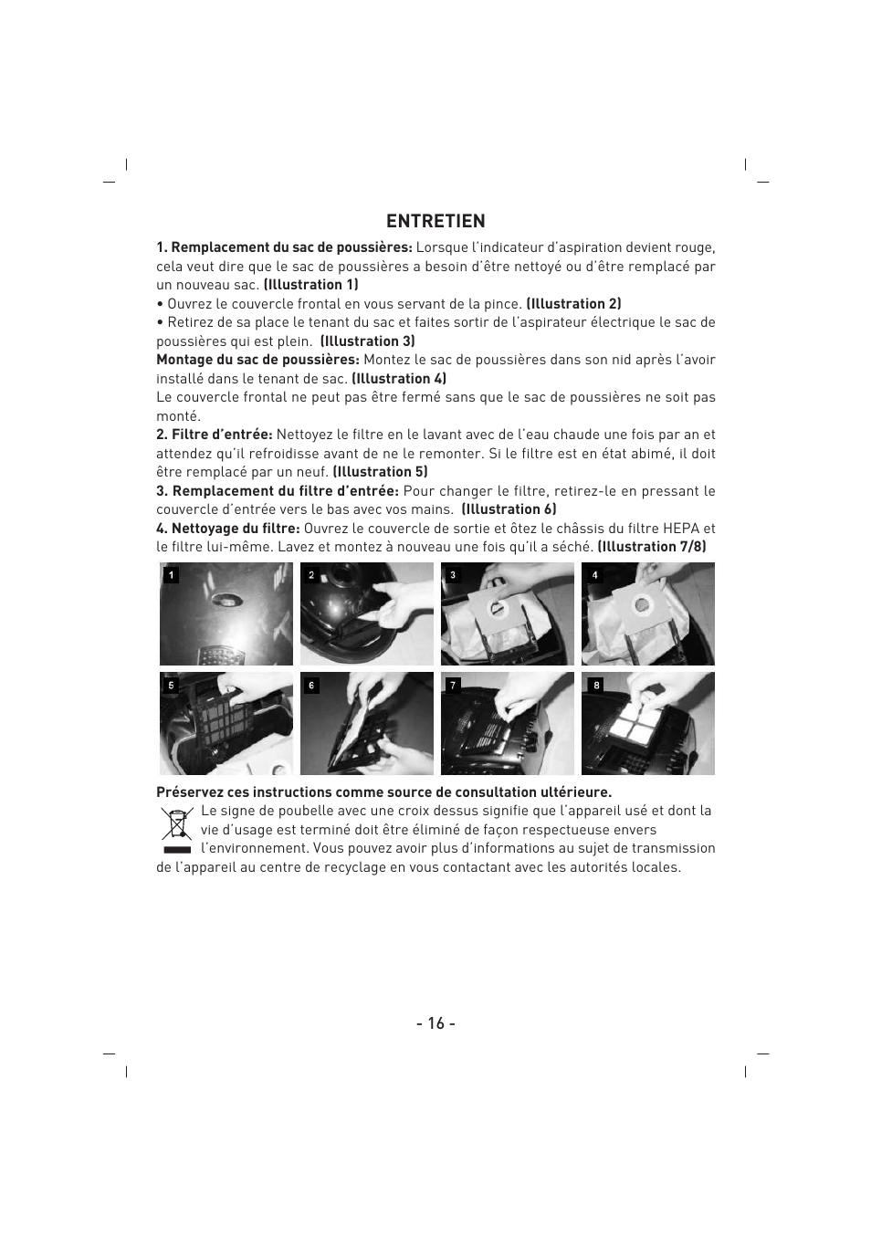 Entretien | SINBO SVC 3457 User Manual | Page 17 / 45