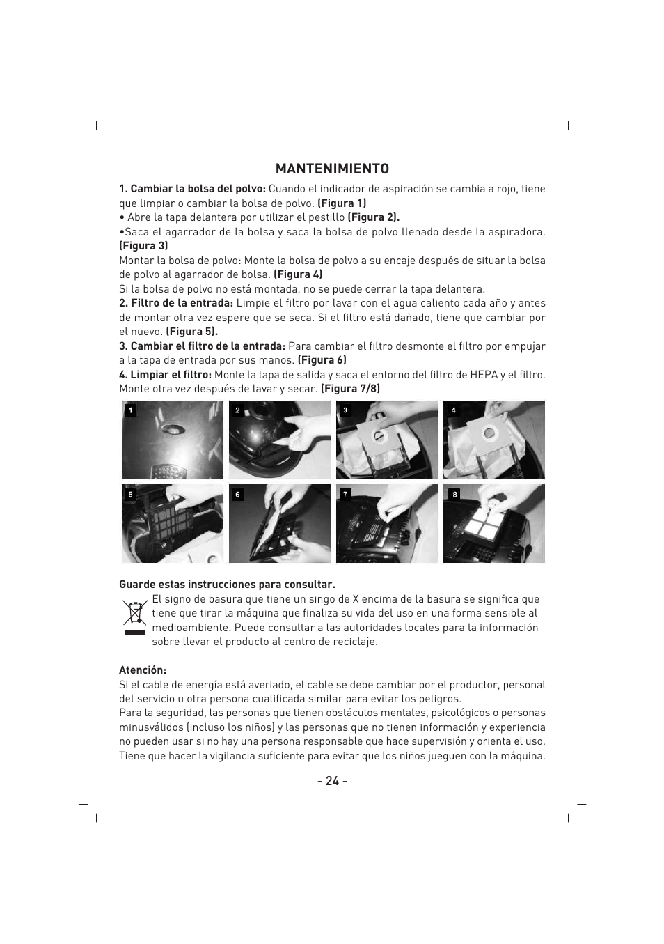 Mantenimiento | SINBO SVC 3457 User Manual | Page 25 / 45