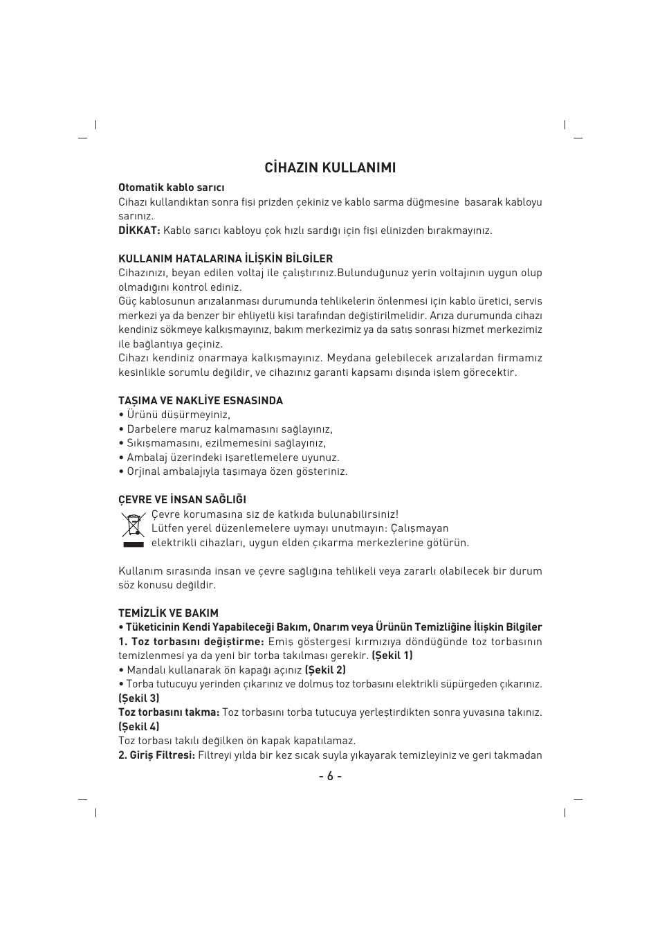 C‹hazin kullanimi | SINBO SVC 3457 User Manual | Page 7 / 45