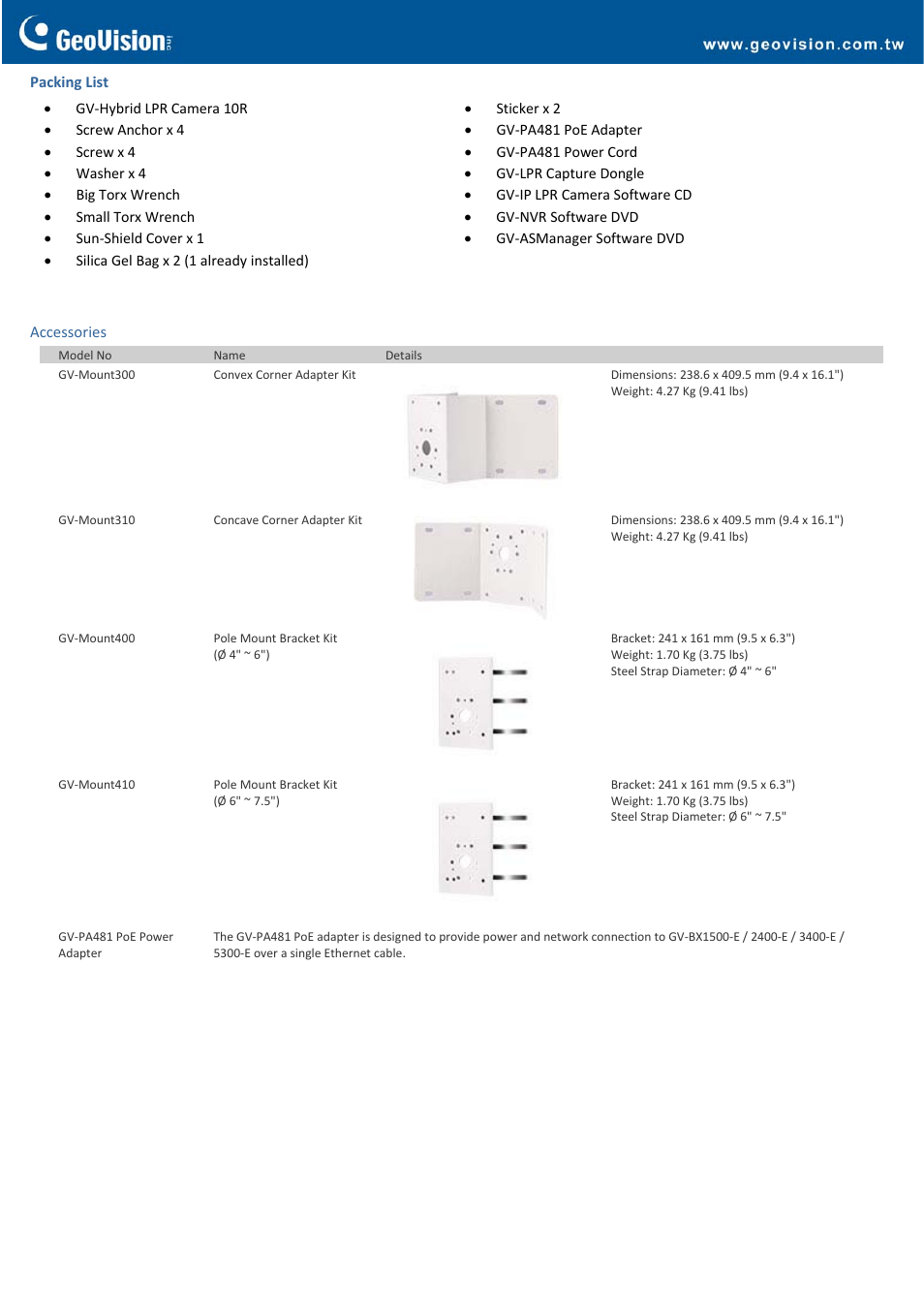 GeoVision Hybrid LPR Camera 10R User Manual | Page 4 / 4
