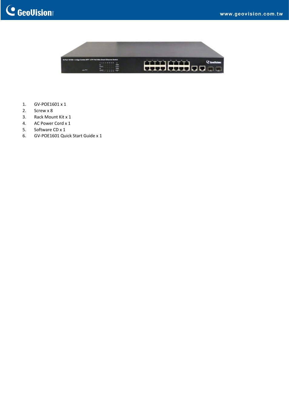 GeoVision POE1601 User Manual | Page 3 / 3