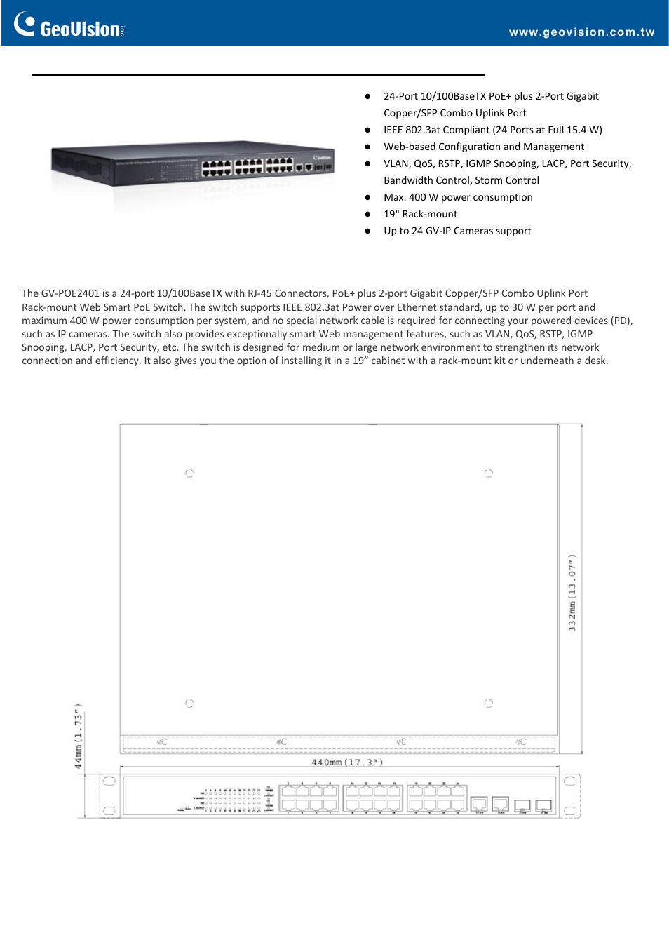 GeoVision POE2401 User Manual | 3 pages