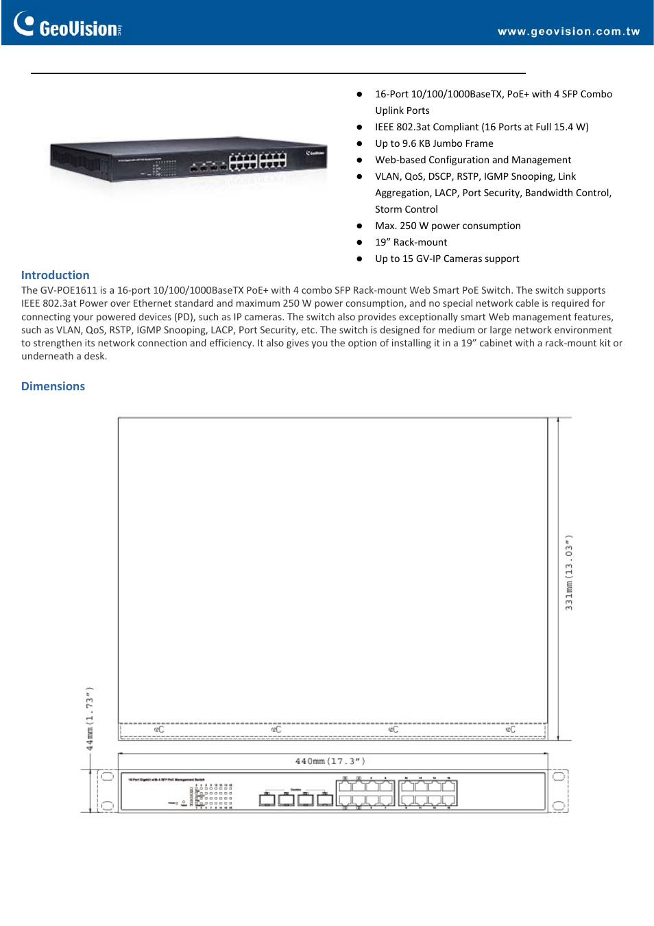 GeoVision POE1611 User Manual | 3 pages