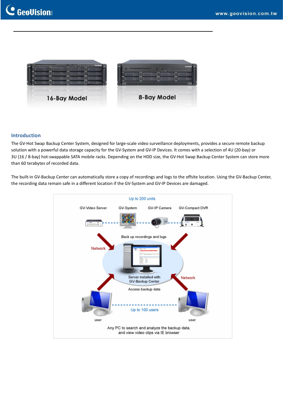 GeoVision Hot Swap Backup Center System (Rev. B) – 3U, 16_8-Bay User Manual | 5 pages