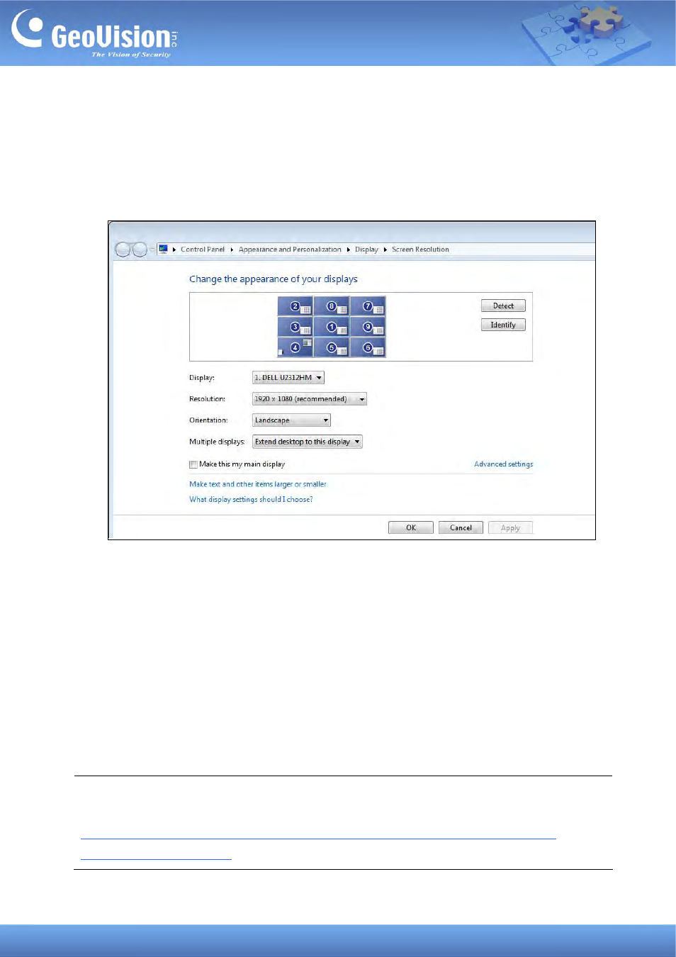 1 setting up display on multiple monitors | GeoVision Case Study for GV-Hot Swap Recording Server System User Manual | Page 13 / 15