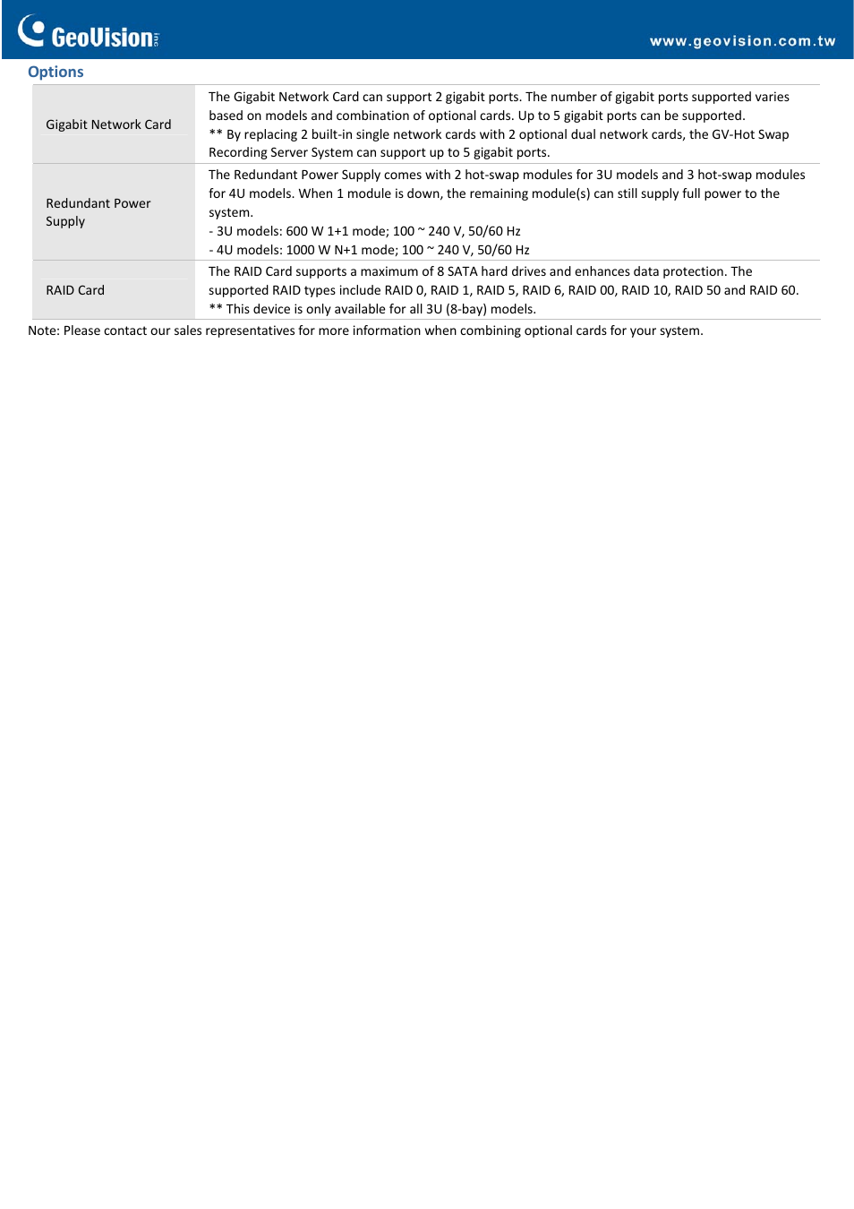 GeoVision Hot Swap Recording Server System V5 (Rev. B) - 4U, 20-Bay User Manual | Page 5 / 5