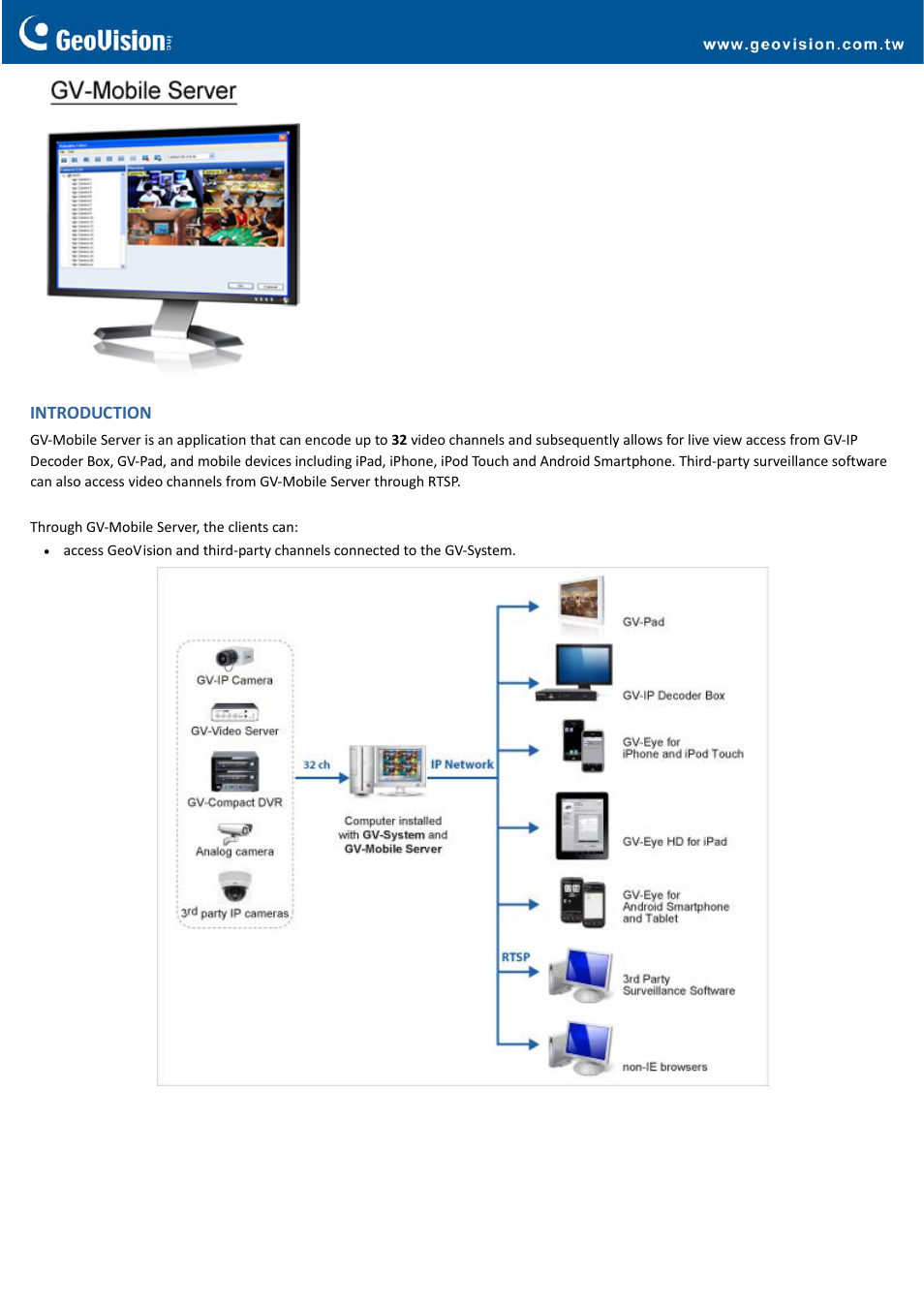 GeoVision Mobile Server User Manual | 4 pages