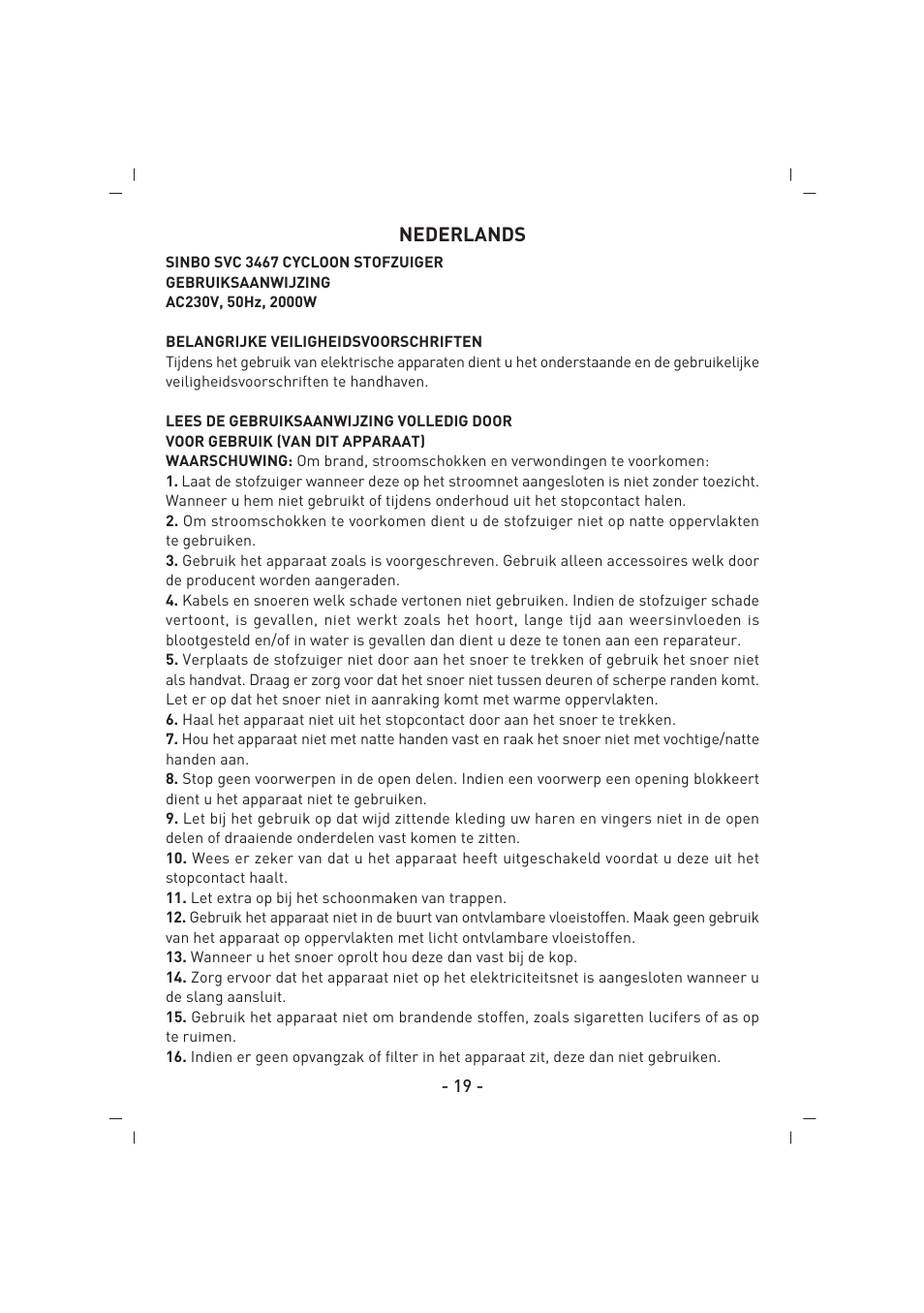 SINBO SVC 3467 User Manual | Page 20 / 64